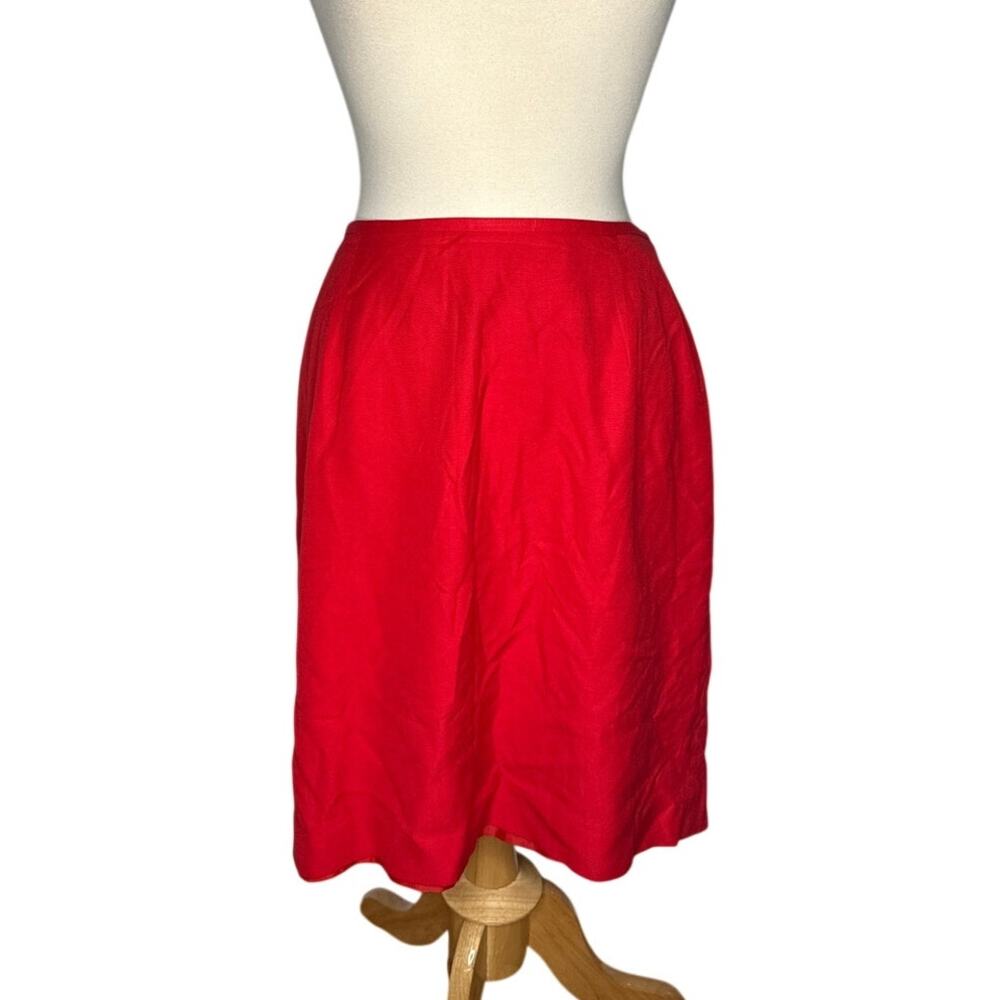 Vintage Evan Picone Red Mini Skirt Holiday Business Casual Fitted Size 16 EE32